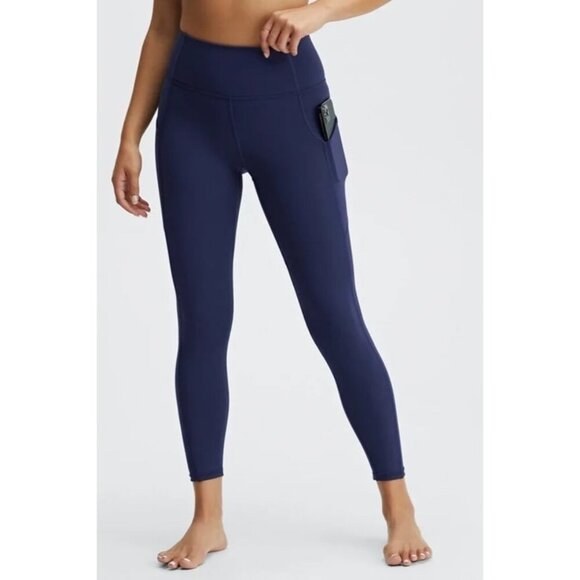 Fabletics Pants - Fabletics Oasis PureLuxe High-Waisted Crop Pocket Legging Navy Blue Size Large
